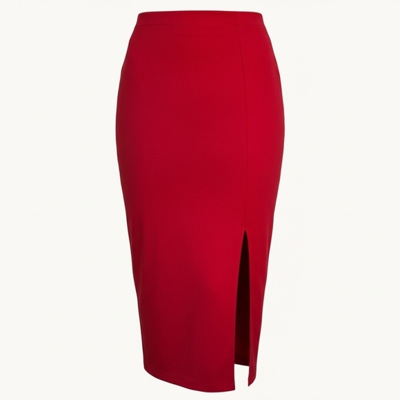 Babaton Dresses & Skirts - Babaton High-Waisted Midi Pencil Skirt Size 8 | Side Slit | Red